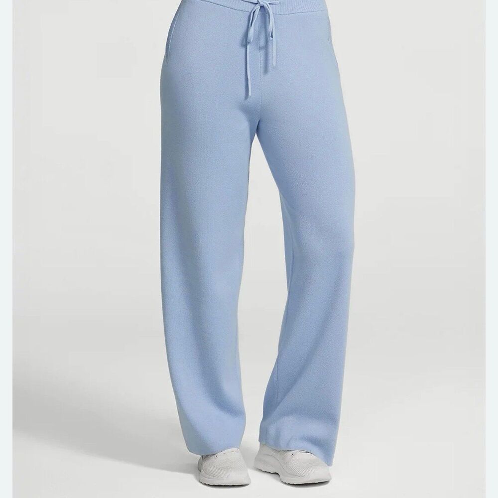 Boohoo High waist wide leg sky blue jogger sweatpants